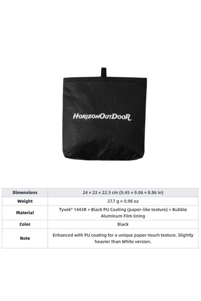 Choice black Outdoor Tyvek® Insulated Food Pouch Ultralight Freeze-Dried Meal...