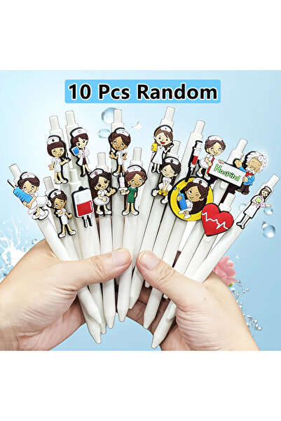 Choice ١٠ أقلام حبر جاف قابلة للسحب بتصميمات طبية مرحة، متوفرة بأحجام ١٥/١٠/٥...