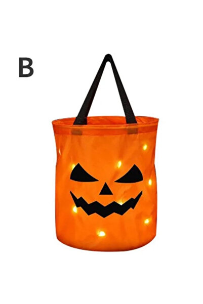 Choice B LED Light Halloween Trick Or Treat Bucket Pumpkin Candy Bags Collaps...