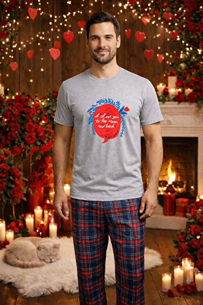 MVRDAR Мъжки памучен пижамен комплект от колекцията за Свети Валентин, Драгобете