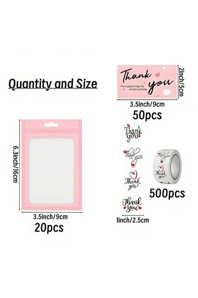 Choice مجموعة ملصقات بطاقات شكر ليزرية وردية اللون - 570 قطعة، تتضمن 50 بطاقة...