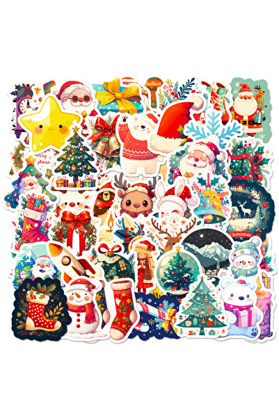 Choice ٥٠ قطعة من ملصقات عيد الميلاد المجيد ورأس السنة الجديدة، شخصيات كرتوني...