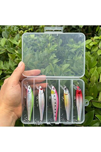 Choice علبة من 5 قطع - ب 5 قطع/علبة طعم صيد سمك صغير، طعم صناعي صلب، عيون ثلا...