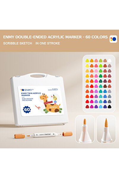 Choice أقلام تلوين أكريليك من إينمي، 60 لونًا، برأسين، سريعة الجفاف، مقاومة ل...