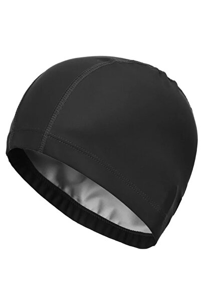 Choice C102-black PU Fabric Swimming Cap Men Women Waterproof Swim Pool Hat W...