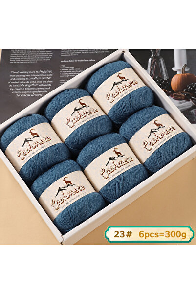 Choice خيوط صوف نقية ناعمة 23 لون أزرق ضبابي، وزن 300 غرام، مواد منسوجة يدويً...