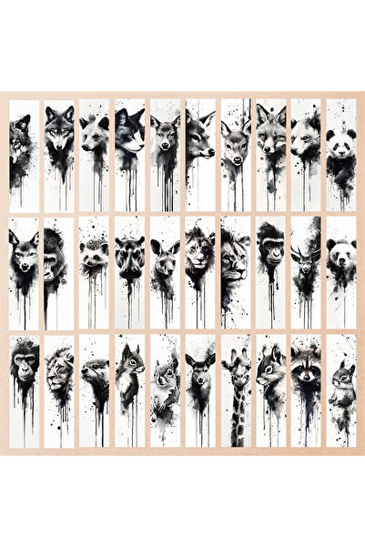 Choice Mixed Color 32pcs, Ink Animal Bookmarks, suitable for back-to-school s...