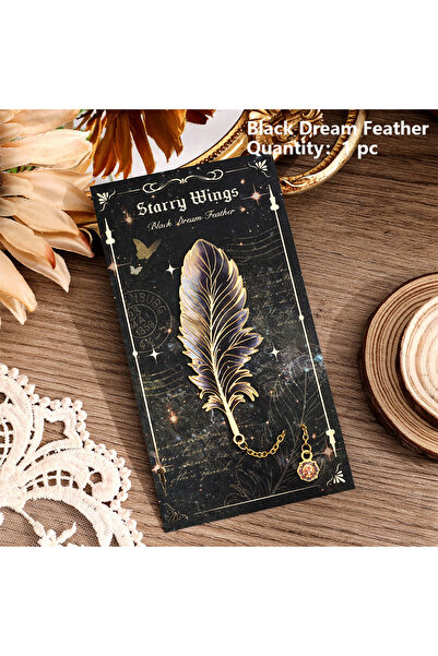 Choice فاصل كتب معدني بتصميم ريشة الأحلام السوداء، قطعة واحدة، مع سلسلة، هدية...