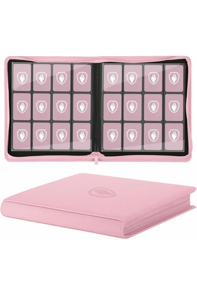 Choice 480 cards-Pink Trading Card Binder 12 Pocket, Zipper Binder Card Album...