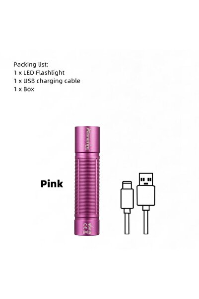 Choice مصباح يدوي صغير SV127 أبيض-وردي، عالي السطوع، قابل لإعادة الشحن عبر من...