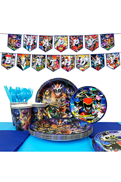 Choice مجموعة أدوات مائدة لتزيين حفلات أعياد ميلاد باور رينجرز، 128 قطعة