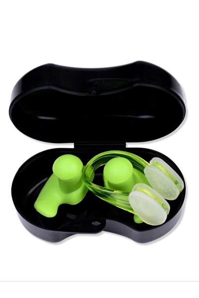 Choice مجموعة سدادات أذن سيليكونية خضراء للسباحة مع مشبك للأنف، سدادات أذن حل...