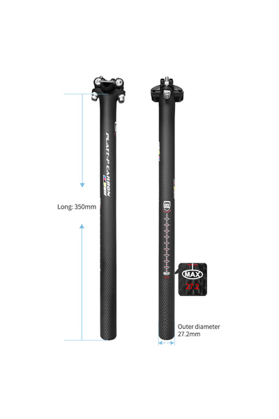 Choice 27.2X350 Carbon Bicycle Seatpost 27.2/30.8/31.6mm Matte Black MTB/Road...