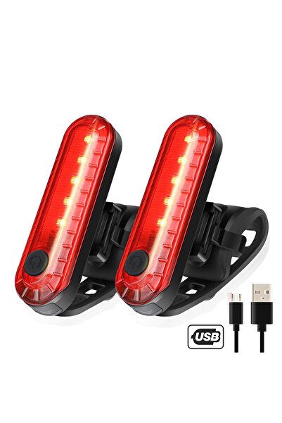 Choice مصباحان خلفيان للدراجة باللون الأحمر، قابلان لإعادة الشحن عبر منفذ USB...