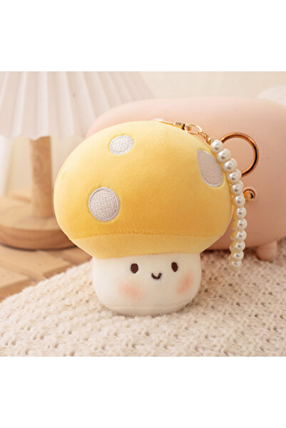 Choice دمية فطر صغيرة لطيفة محشوة، 10 سم، صفراء، 10 سم، مع قلادة إبداعية، سلس...