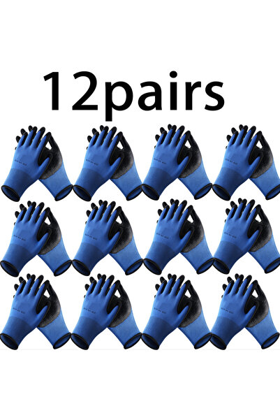 Choice قفازات عمل آمنة باللونين الأسود والأزرق - 12 زوجًا أو 24 زوجًا، مناسبة...