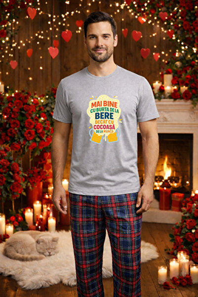 MVRDAR Σετ ανδρικής βαμβακερής πιτζάμας για την Ημέρα του Αγίου Βαλεντίνου, D...