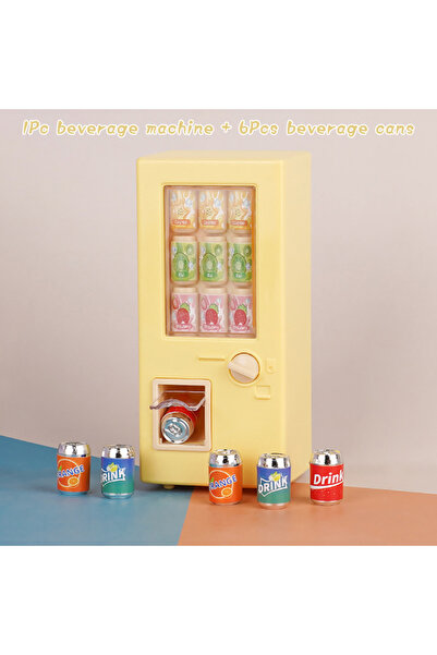 Choice آلة مشروبات نموذجية صفراء اللون مع علب مشروبات، مناسبة لسوق صغير، بمقي...