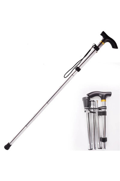 Choice عصا مشي فضية متعددة الوظائف، عصي رحلات، عكازات تلسكوبية قابلة للطي، عص...