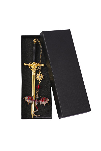 Miniso علبة هدايا، سيف تنين خيالي، فاصل كتب معدني، قلادة عتيقة، هدية للمعلمين...