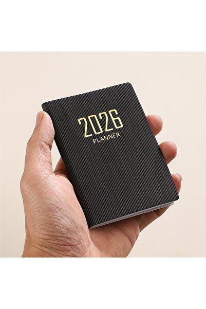 Choice مخطط أسبوعي وشهري A7 أسود 2026، غلاف ناعم من الجلد الصناعي، 64 صفحة، ح...