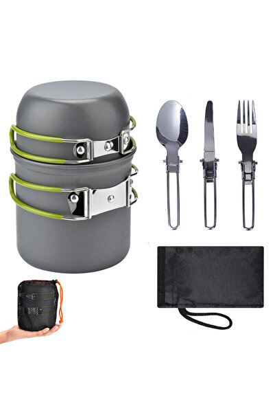 Choice طقم أواني تخييم من جرين كاتلري، مصنوع من سبائك الألومنيوم الصلبة، سهل ...