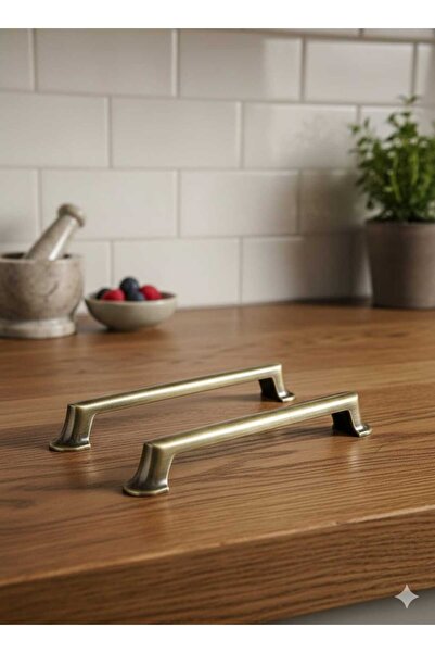 ARON (2 ADET) NAL KULP 128MM ANTİK SARI MOBİLYA DOLAP KAPAK MUTFAK ÇEKMECE Şİ...