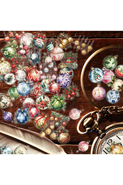 Choice ٥٠ قطعة من ملصقات أجراس عيد الميلاد، مصنوعة من مادة PET، بتصميمات كلاس...