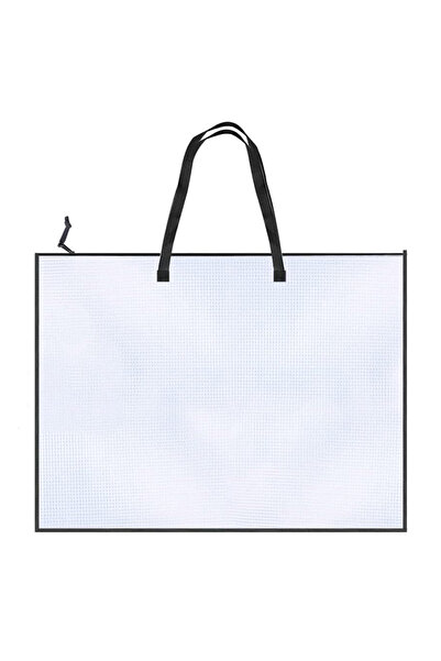 Choice1 WHITE PVC Transparent File Bags Large Capacity Mesh Poster Drawing Bo...