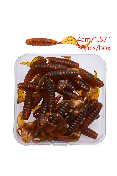 Choice3 50pieces a box brown Mrlurion 4cm soft artificial worm grub lure bait...
