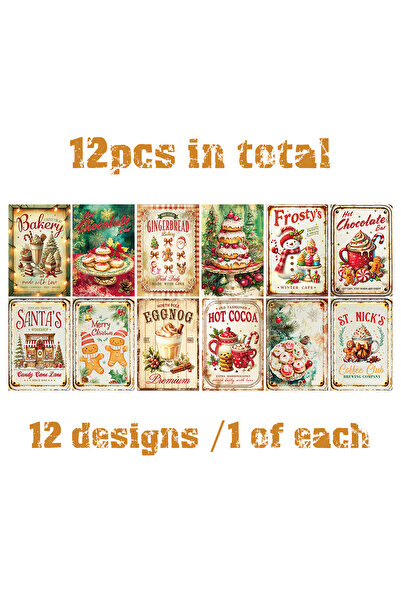 Choice 12 قطعة من بطاقات تزيين الحائط العتيقة لعيد الميلاد - بطاقات ورقية بنم...