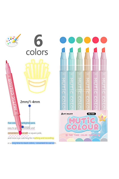Choice 6 PCS Double Head Highlighter Pens Set Water Based Marker Pen Graffiti...