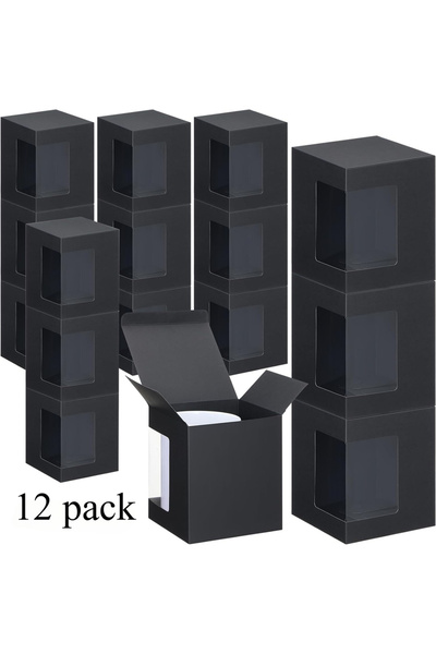 Choice1 علب هدايا سوداء اللون، 12 علبة، مقاس 12.5 × 11 × 10.5 سم، لأكواب التس...