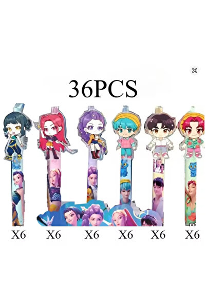 Choice 6PCS 6/36PCS Black KPop Devil Hunter Student Pen, Exam Drawing Set, An...