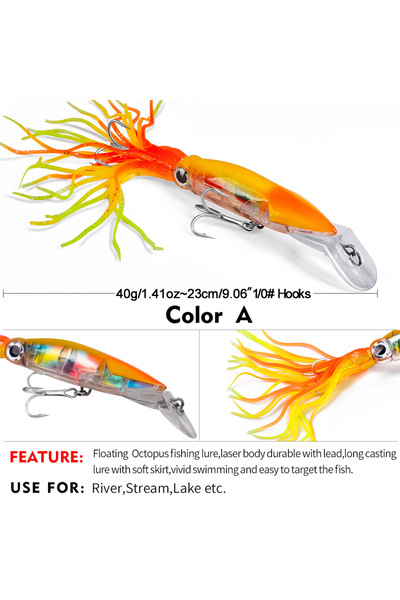 Choice A 40g Large Simulation Octopus Squid Fishing Lures Bait 3D Eyes Artifi...