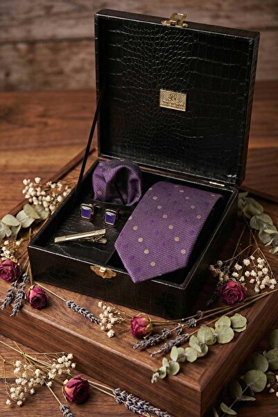 Kravatkolik Μαύρο Ανδρικό Κουτί Δώρου - Κλιπ Γραβάτας με Μανικετόμπανελα KMK155