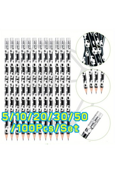 Choice ٥٠ قلم رصاص لكرة القدم، ٥-١٠٠ قلم رصاص خشبي بتصميم كرة القدم مع ممحاة،...