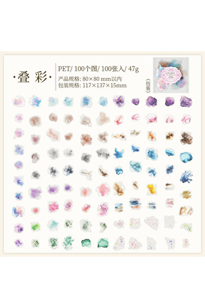 Choice Layered Colors 100 sheets/pack 1 Style Watercolor Wash Stickers Collag...