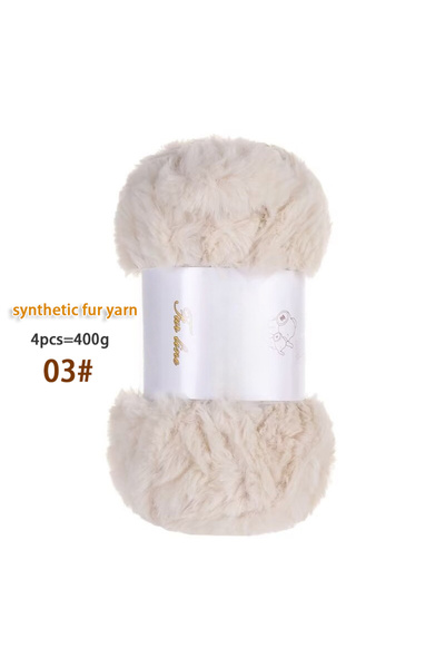 Choice خيوط فرو صناعي بيج 03، 400 غرام، خيوط فرو صناعي، خيوط سميكة وعريضة للح...