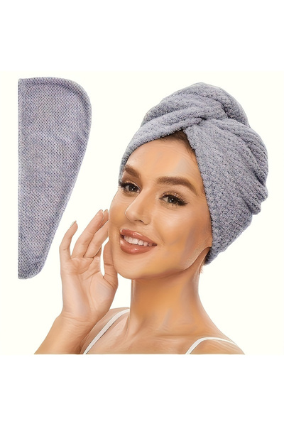 Choice GRAY Microfibre Hair Towel Wrap - Quick-Drying, Ultra-Absorbent, Gentl...