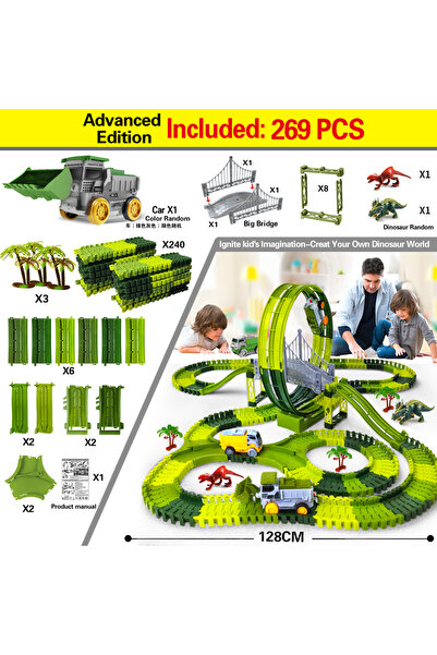 Choice مجموعة مسار مكونة من 269 قطعة، مسار سيارة سباق ديناصورات كهربائية، مسا...