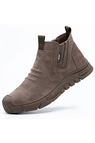 Choice حذاء عمل بني اللون ذو مقدمة فولاذية، مقاوم للثقب، حذاء عمل رجالي متين ...