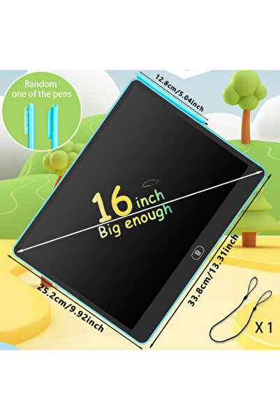 Choice 16 inch blue 11/13/16 Inch Kids Chalkboard LCD Writing Board Tablet Dr...