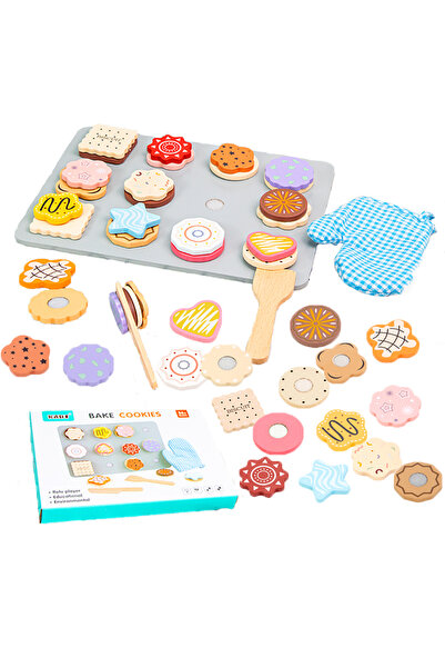 Choice1 مجموعة ألعاب خشبية على شكل بسكويت للأطفال، إكسسوارات مطبخ، ألعاب طعام...