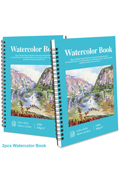 Choice كراسة رسم ألوان مائية A5 عدد 2، 12 ورقة، مقاس 14.81 × 21.01 سم، ورق أل...
