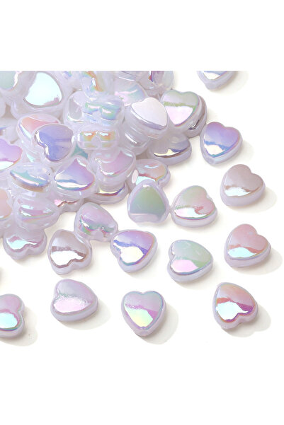 Choice9 8x9mm 100pcs White 100Pcs 8×9mm Acrylic Iridescent Heart Beads Loose ...