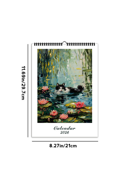 Choice 1pc 1pc, 2026 Van Gogh Series Cat-Themed Calendar, 12 Unique Designs, ...