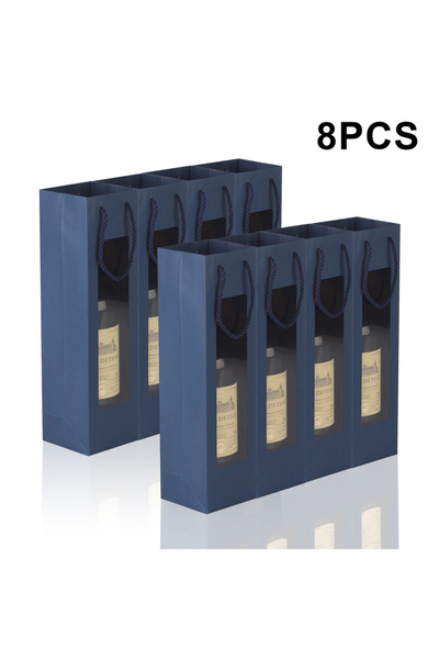Choice Other Blue-8PC 8PC Wine Gift Bags with Transparent Window & Handles - ...