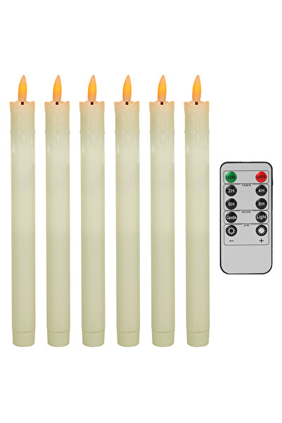 Choice 6 شموع مخروطية بدون لهب مع جهاز تحكم عن بعد، شمعدانات LED تعمل بالبطار...