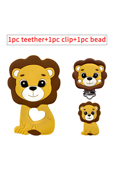 Choice 1 set 1/3/10pcs Lion Baby Silicone Teether Beads Toy DIY Pacifier Chai...